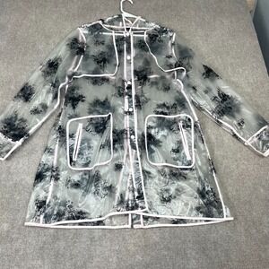 Disney Hooded Rain Jacket Womens 1 Clear Princess Castle Print PVC Long Sleeve